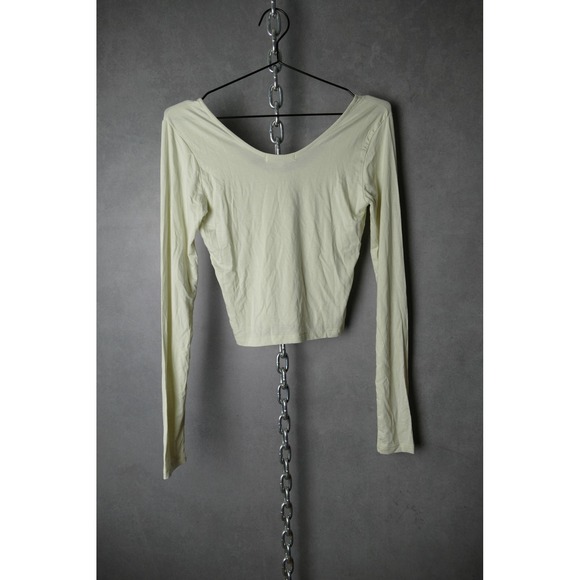 JOAH BROWN Cream Cropped Long Sleeve Top M L - Picture 2 of 7